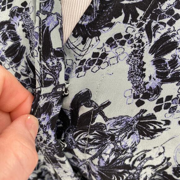 Rebecca Taylor Floral Cinch Waist Silk Dress Size 0 - Picture 4 of 10